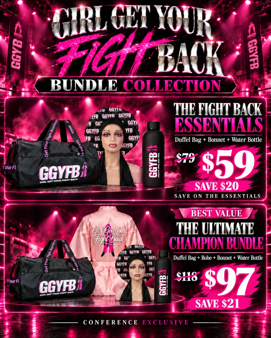 GGYFB Bundle Collection — The Fight Back Essentials $59 and The Ultimate Champion Bundle $97